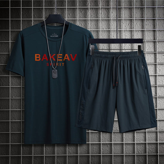 Ensemble Sport Homme 2 Pièces T-shirt Short – Soie Glacée Fraîcheur