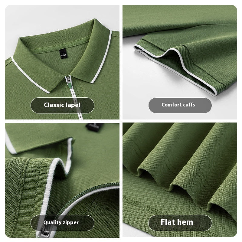 Polo Premium Zip Homme - Coton Longues Fibres