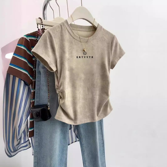 T-shirt Impression 3D Numérique Col Rond – Manches Courtes Casual Moderne